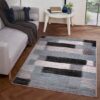 Spirit 66x230cm Mosaic Design Rug In Grey And Teal