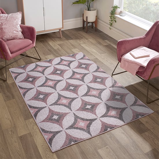 Spirit 66x230cm Star Design Rug In Blush